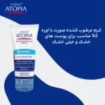 نمای بسته بندی کرم مرطوب کننده صورت آردن آتوپیا مدل Dry Relief حجم 50 میلی لیتر برچسب و بسته بندی