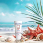 نمای کناری کرم ضد آفتاب بدون رنگ درماتیپیک SPF۵۰ مدل Anti_redness محافط UVB, UVA مناسب انواع پوست حجم ۴۰ میلی لیتر اصل عمق قا
