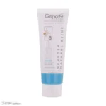 نمای کناری کرم ضدآفتاب رنگی ژنوبایوتیک SPF۵۰ مدل NBD۳، مناسب پوست های خشک و معمولی، حجم ۵۰ میلی لیتر اصل عمق قاب و پروفایل