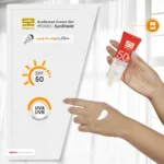 نمای جلو ژل کرم ضدآفتاب ساین اسکین بدون رنگ SPF۵۰ مدل SynShield، مناسب پوست های چرب، حجم ۵۰ میلی لیتر اصل چیدمان صفحه و نشانگ