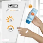 نمای جزئیات ژل ضدآفتاب بی رنگ آردن سولاریس SPF۵۰ مدل Clear Newgen، مناسب پوست های چرب، حجم ۱۰۰ میلی لیتر اصل حرکت و نصب پشتی