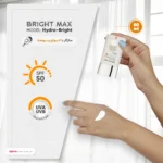 نمای جزئیات فلوئید ضدآفتاب بی رنگ برایت مکس SPF۵۰ مدل هیدرابرایت مناسب انواع پوست، حجم ۵۰ میلی لیتر اصل حرکت و نصب پشتی