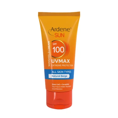 نمای کناری کرم ضد آفتاب آردن سان مدل UV Max با حجم 50 میلی لیتر عمق قاب و پروفایل