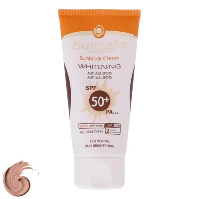 نمای کناری کرم ضد آفتاب رنگی سان سیف SPF 50 مدل 002 مناسب برای پوست حجم 50 میلی لیتر عمق قاب و پروفایل