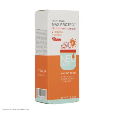 نمای کناری کرم ضد آفتاب نئودرم مدل Max Protect حجم ۵۰ میلی لیتر عمق قاب و پروفایل