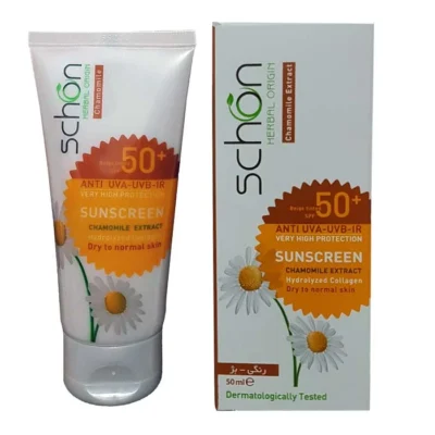 نمای کناری کرم ضد آفتاب رنگی شون SPF 50 مدل Chamomile Extract برای پوست های خشک حجم 50 میلی لیتر عمق قاب و پروفایل