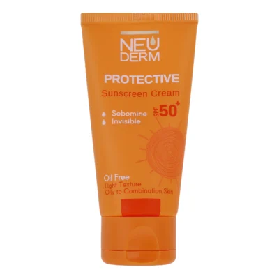 نمای کناری کرم ضدآفتاب بی رنگ نئودرم مدل Highly Protective SPF۵۰، مناسب پوست های چرب تا مختلط، حجم ۵۰ میلی لیتر اصل عمق قاب و