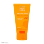 نمای کناری کرم ضد آفتاب نئودرم بدون رنگ SPF 50 مدل PROTECTIVE مناسب پوست های چرب و مختلط حجم 50 میلی لیتر عمق قاب و پروفایل