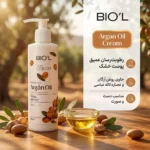 نمای بسته بندی کرم مرطوب کننده بیول مدل Argan Oil مناسب پوست های خشک 250 میلی لیتر برچسب و بسته بندی