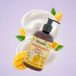 نمای کناری کرم مرطوب کننده و آبرسان بدن ویتامر مدل Mango & Milk Glow مناسب برای پوست حجم 250 میلی لیتر عمق قاب و پروفایل