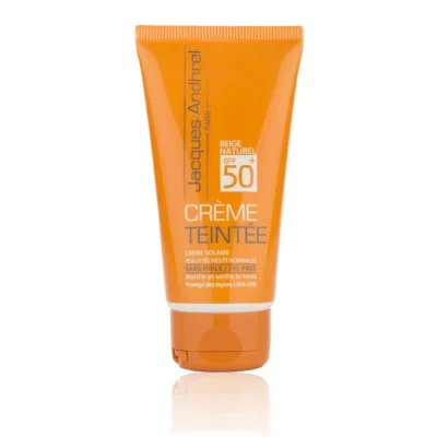 نمای کناری کرم ضد آفتاب رنگی ژاک آندرل پاریس SPF 50 مدل طبیعی مناسب برای پوست خشک حجم 50 میلی لیتر عمق قاب و پروفایل
