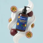 نمای بسته بندی کرم مرطوب کننده و آبرسان بدن ویتامر مدل Passionfruit Breeze مناسب برای انواع پوست حجم ۲۵۰ میلی لیتر اصل برچسب