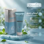 نمای بسته بندی کرم آبرسان و مرطوب کننده دست صورت دامیثا مدل بایوتکنولوژی مناسب برای انواع پوست حجم ۵۰ میلی لیتر اصل برچسب و ب