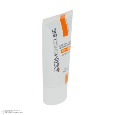 نمای کناری کرم ضد آفتاب رنگی صورت درمنجلین SPF ۴۰ مدل NB-۰۱ محافظ در برابر اشعه UVA و UVB مناسب برای انواع پوست حجم ۳۰ میلی ل