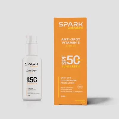نمای کناری کرم ضد افتاب رنگی صورت و بدن اسپارک SPF۵۰ مدل فیوژن محافظ UVB/UVA مناسب برای انواع پوست حجم ۵۰ میلی لیتر اصل عمق ق