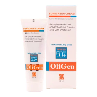 نمای کناری کرم ضد آفتاب رنگی الی ژن spf 50 مدل 03 مناسب پوست های حساس و خشک حجم 50 میلی لیتر عمق قاب و پروفایل