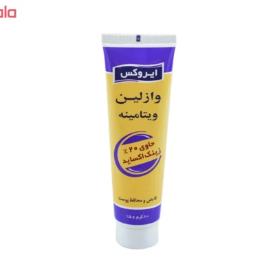 نمای بسته بندی وازلین ویتامینه ایروکس مدل Zinc Oxide حجم ۸۰ میلی لیتر برچسب و بسته بندی