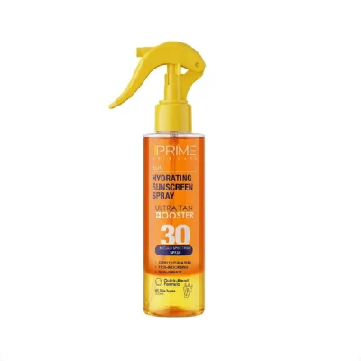 نمای کناری اسپری ضدآفتاب پرایم مدل Ultra Tan Booster SPF۳۰ مناسب انواع پوست حجم ۲۰۰ میل اصل عمق قاب و پروفایل