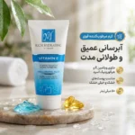 نمای بسته بندی کرم مرطوب کننده قوی ویتامین E و هیالورونیک مای حجم ۵۰ میلی لیتر برچسب و بسته بندی