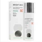 نمای کناری ژل کرم ضدآفتاب بی رنگ صورت برایت مکس SPF۵۰ مدل Acne Bright مناسب برای پوست چرب و مختلط حجم ۵۰ میلی لیتر اصل عمق قا