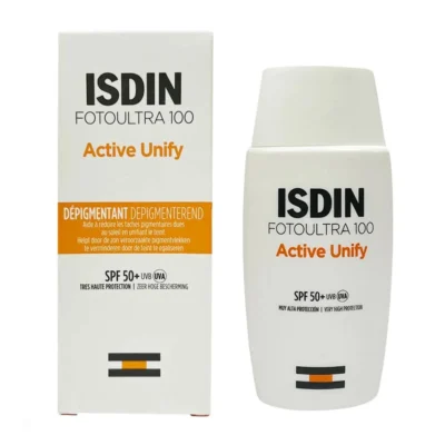 نمای کناری کرم ضدآفتاب بدون رنگ ایزدین SPF۵۰ مدل FOTOULTRA ۱۰۰ ACTIVE UNIFY مناسب انواع پوست، حجم ۵۰ میلی لیتر اصل عمق قاب و