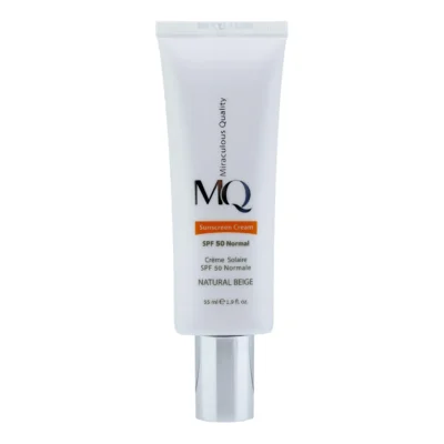 نمای کناری کرم ضدآفتاب رنگی ام کیو مدل NATURAL BEIGE-Normal، حجم ۵۵ میلی لیتر عمق قاب و پروفایل