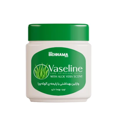 نمای بسته بندی وازلین دست و لب نوید بهنما دارو مدل ALOE VERA مناسب برای پوست حجم 115 میلی لیتر مجموعه 12 عددی برچسب و بسته بن