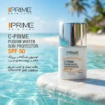 نمای کناری لوسیون ضدآفتاب بی رنگ پرایم SPF۵۰ مدل Fusion Water، مناسب پوست های چرب، حجم ۳۰ میلی لیتر اصل عمق قاب و پروفایل