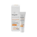 نمای کناری فلوئید ضد آفتاب بدون رنگ مارگریت spf۵۰ مدل آی OAC محافظ UVA،UVB مناسب برای پوست های چرب و آکنه ای حجم ۵۰ میلی لیتر