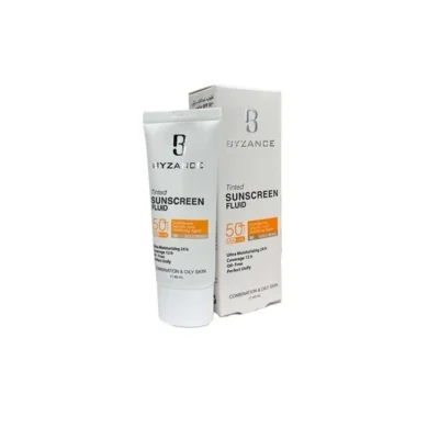 نمای کناری کرم ضد آفتاب رنگی صورت بیزانس SPF 50 مدل Gold Beight 40 میلی لیتر عمق قاب و پروفایل