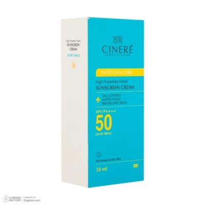 نمای کناری کرم ضد آفتاب رنگی صورت سینره SPF 50 مدل B-Spectrum مناسب برای انواع پوست حجم 50 میلی لیتر عمق قاب و پروفایل