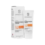 نمای کناری کرم ضد آفتاب رنگی صورت بیزانس SPF 50 مدل Bronze حجم 40 میلی لیتر عمق قاب و پروفایل