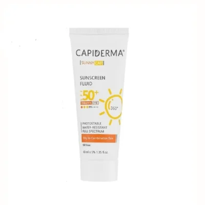 نمای کناری کرم ضد آفتاب بدون رنگ کپیدرما SPF 50 مدل CAP مناسب پوست های چرب و مختلط حجم 40 میلی لیتر عمق قاب و پروفایل