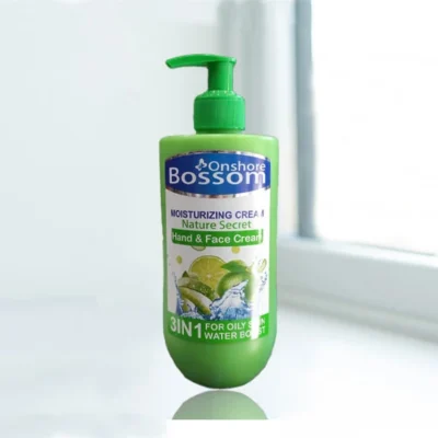 نمای بسته بندی کرم آبرسان انشوربوسوم مدل aloe vera حجم ۵۰۰ میلی لیتر بسته ۲ عددی برچسب و بسته بندی