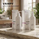نمای بسته بندی کرم آبرسان و مرطوب کننده وامپی مدل پمپی حجم 200 میلی لیتر مجموعه ۲ عددی برچسب و بسته بندی