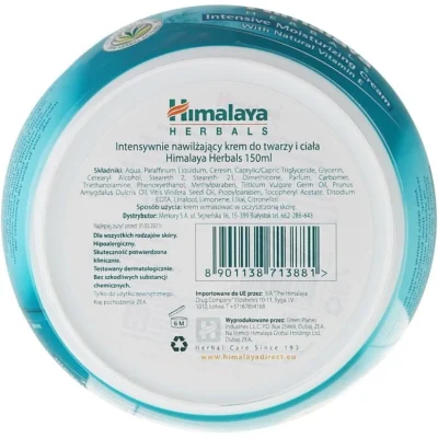 نمای بسته بندی کرم مرطوب کننده هیمالیا مدل Herbals حجم 150 میلی لیتر بسته 2 عددی برچسب و بسته بندی