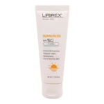 نمای کناری کرم ضد آفتاب بدون رنگ لیپورکس SPF 50 مدل DS مناسب پوست خشک حجم 40 میلی لیتر عمق قاب و پروفایل