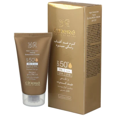 نمای کناری کرم ضد آفتاب سینره مدل SPF۵۰ حجم ۵۰ میلی لیتر اصل عمق قاب و پروفایل
