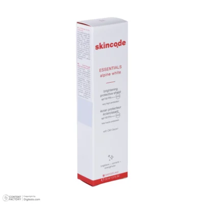 نمای کناری فلوئید ضد آفتاب بی رنگ صورت اسکین کد SPF۵۰ مدل ALPINE محافظ UVA مناسب برای انواع پوست حجم ۳۰ میلی لیتر اصل عمق قاب