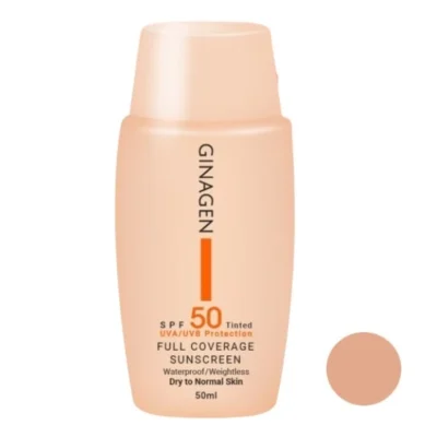 نمای کناری کرم ضدآفتاب ژیناژن مدل 02 سری dry to normal skin، حجم 50 میلی لیتر عمق قاب و پروفایل