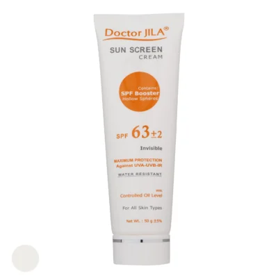 نمای کناری کرم ضد آفتاب بدون رنگ دکتر ژیلا SPF 63 مدل Maximum Protection مناسب برای انواع پوست وزن 50 گرم عمق قاب و پروفایل