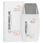 نمای کناری کرم ضد آفتاب بدون رنگ درمنجلین SPF۶۰ مدل فیوژن واتر محافظ UVA،UVB و PA++++ مناسب برای پوست چرب حجم ۵۰ میلی لیتر اص