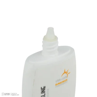 نمای کناری کرم ضد آفتاب بی رنگ صورت درمنجلین SPF ۵۰ مدل Fusion Water محافظ در برابر اشعه UVA و UVB مناسب برای انواع پوست حجم