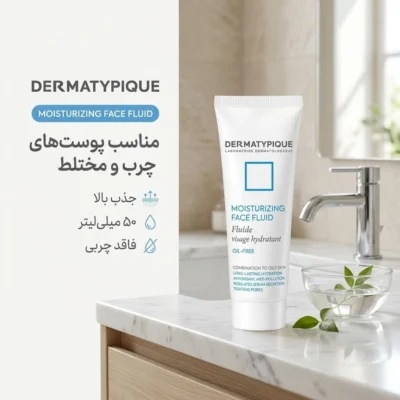 نمای بسته بندی کرم مرطوب کننده درماتیپیک مدل 02 برای پوست های چرب و مختلط حجم 50 میلی لیتر برچسب و بسته بندی