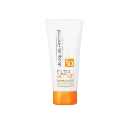 نمای کناری کرم ضد آفتاب بدون رنگ ژاک آندرل پاریس مدل FILTR ACTIVE SPF ۵۰ مناسب پوست های خشک و معمولی حجم ۵۰ میلی لیتر اصل عمق
