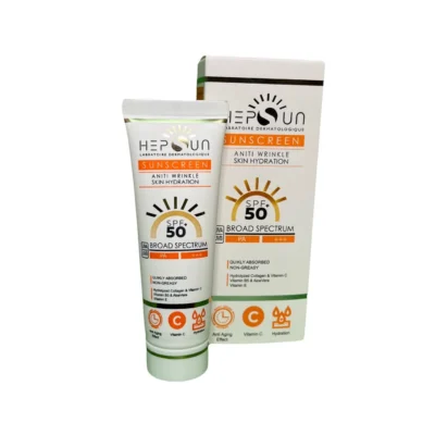نمای کناری کرم ضد آفتاب بدون رنگ هپسان SPF 50 مدل فیوژن مناسب پوست چرب حجم 50 میلی لیتر عمق قاب و پروفایل