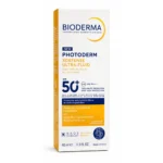 نمای جزئیات فلوئید ضد آفتاب بی رنگ دست، صورت بایودرما SPF ۵۰ مدل Photoderm XDefense Ultra-Fluid محافظ در برابر اشعه UVA و UVB