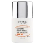 نمای جزئیات فلوئید ضدآفتاب بی رنگ پرایم SPF۵۰ مدل C-Prime Fusion Water مناسب انواع پوست، حجم ۴۰ میلی لیتر اصل حرکت و نصب پشتی