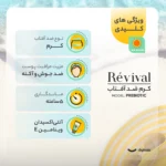 نمای جزئیات کرم ضد آفتاب بی رنگ کلکسیون رویوال، spf ۵۰، مدل prebiotic، مناسب پوست های چرب و مختلط با حجم ۵۰ میلی لیتر، محافظت