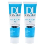نمای جزئیات کرم مرطوب کننده پوست چرب درمالیفت مدل Hydralift AC Cream حجم ۵۰ میلی لیتر بسته دو عددی پرداخت و جزئیات مواد